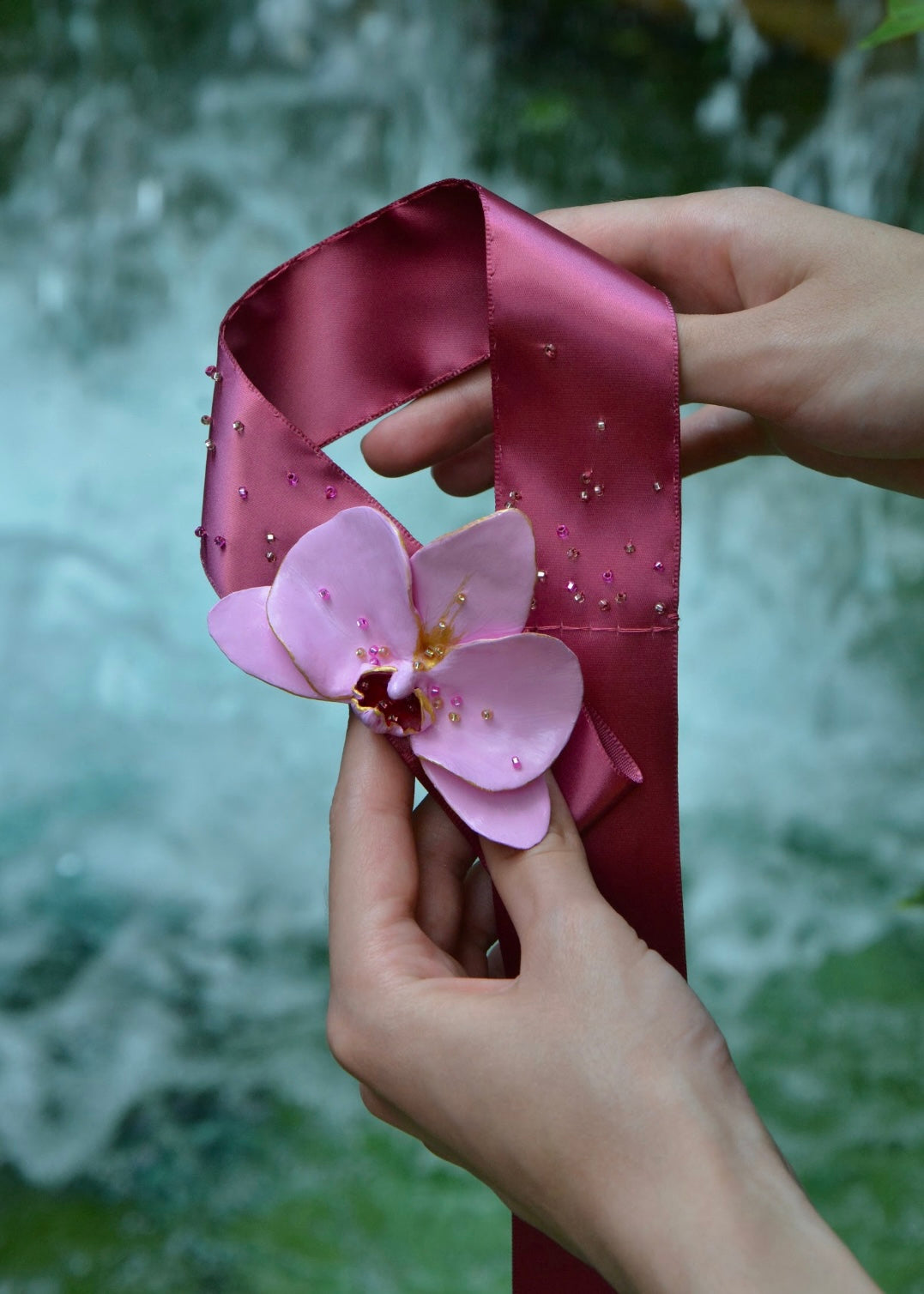 Pink Orchid Necklace